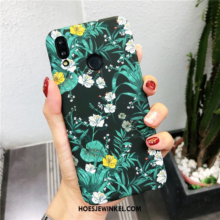 Huawei P20 Lite Hoesje Bloemen Groen Vintage, Huawei P20 Lite Hoesje Reliëf Mobiele Telefoon