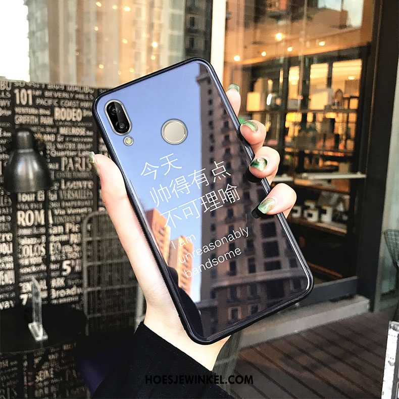 Huawei P20 Lite Hoesje Eenvoudige Mobiele Telefoon Lovers, Huawei P20 Lite Hoesje Roze Glas