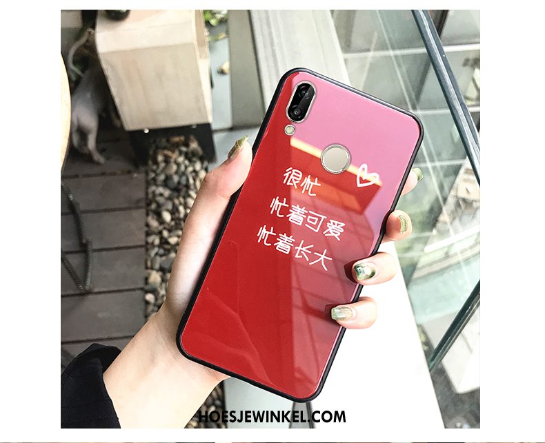 Huawei P20 Lite Hoesje Eenvoudige Mobiele Telefoon Lovers, Huawei P20 Lite Hoesje Roze Glas