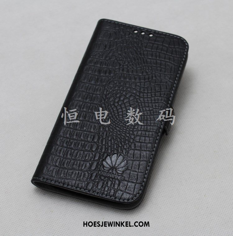 Huawei P20 Lite Hoesje Folio Leren Etui Hoes, Huawei P20 Lite Hoesje Zwart Soort Aziatische Vrucht Braun