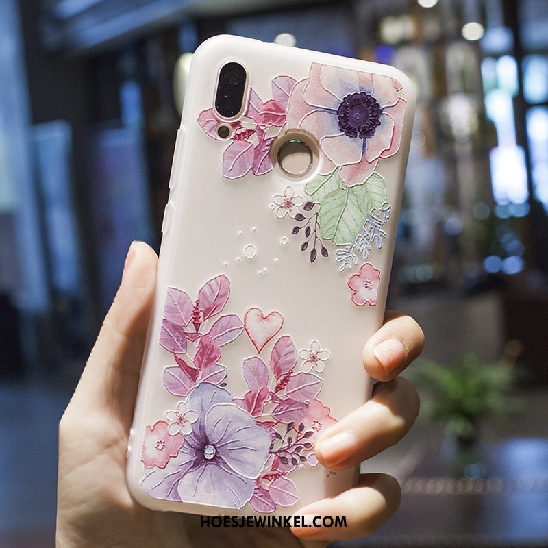 Huawei P20 Lite Hoesje Hoes Bloemen Geschilderd, Huawei P20 Lite Hoesje Schrobben Bescherming