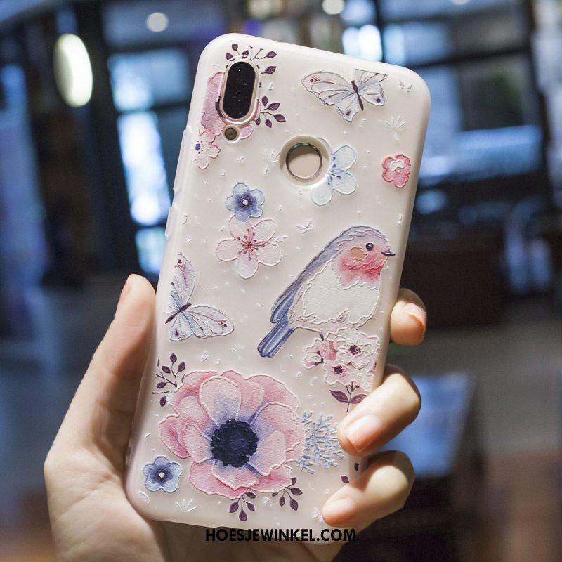 Huawei P20 Lite Hoesje Hoes Bloemen Geschilderd, Huawei P20 Lite Hoesje Schrobben Bescherming