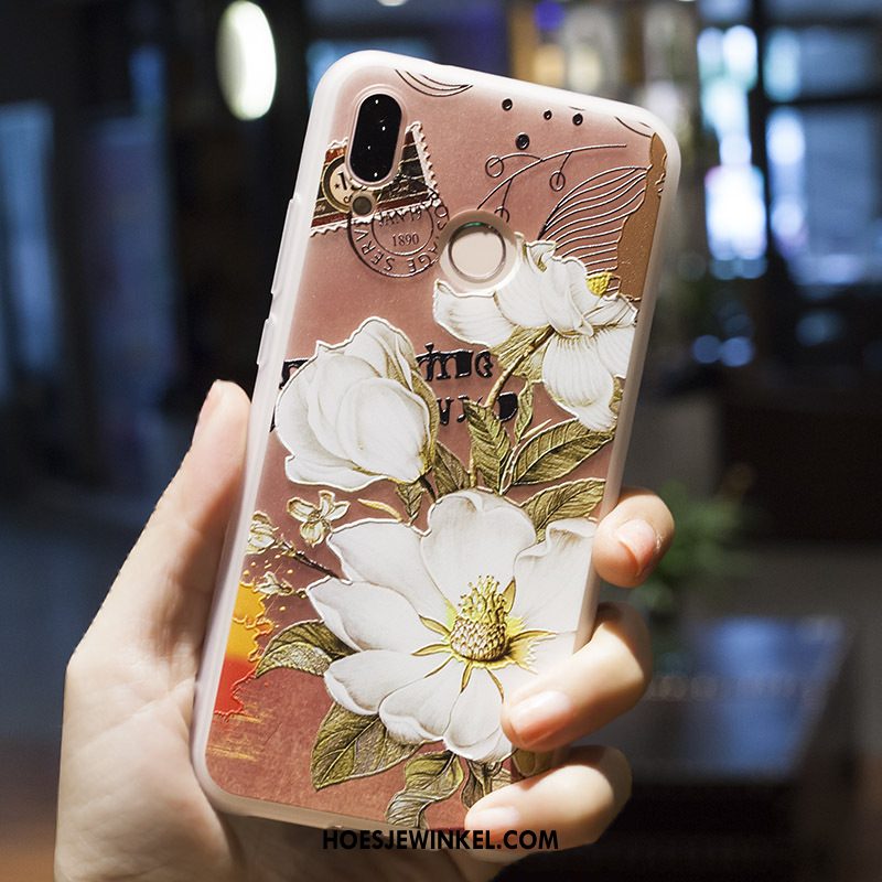 Huawei P20 Lite Hoesje Hoes Bloemen Geschilderd, Huawei P20 Lite Hoesje Schrobben Bescherming