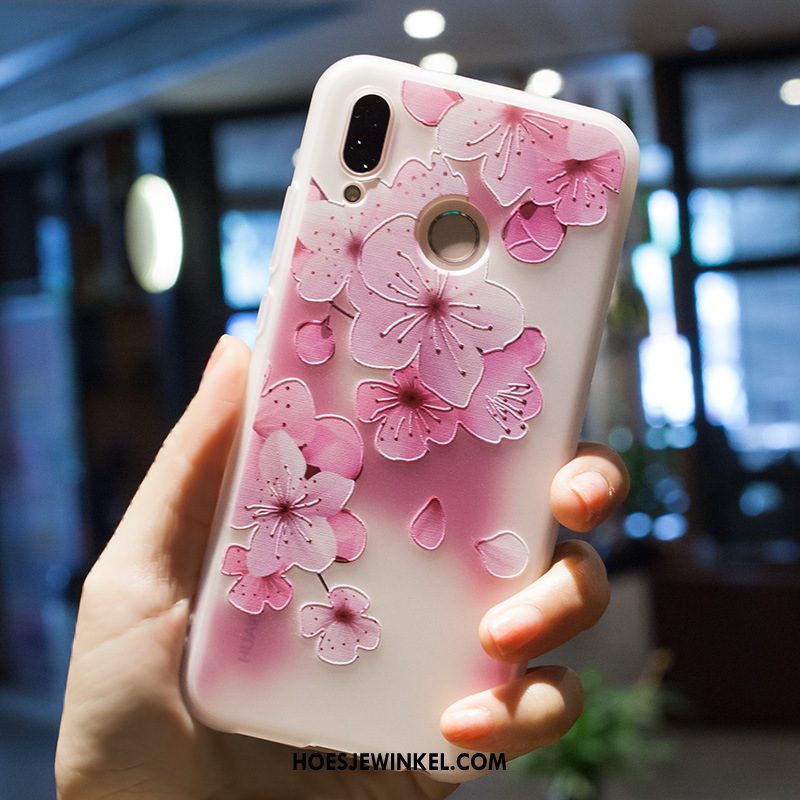 Huawei P20 Lite Hoesje Hoes Bloemen Geschilderd, Huawei P20 Lite Hoesje Schrobben Bescherming