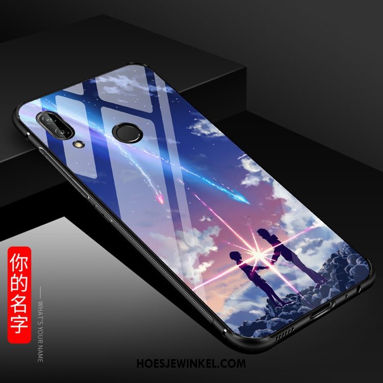 Huawei P20 Lite Hoesje Hoes Mobiele Telefoon Glas, Huawei P20 Lite Hoesje Blauw Anti-fall