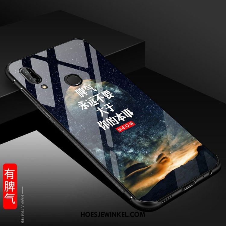Huawei P20 Lite Hoesje Hoes Mobiele Telefoon Glas, Huawei P20 Lite Hoesje Blauw Anti-fall