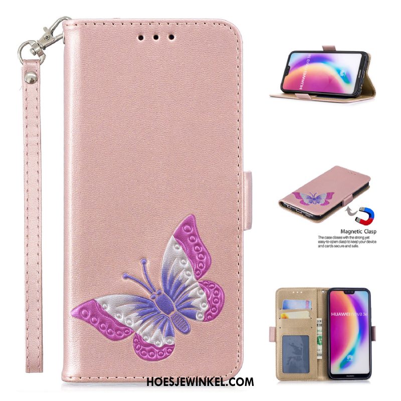 Huawei P20 Lite Hoesje Leren Etui All Inclusive Driedimensionaal, Huawei P20 Lite Hoesje Mobiele Telefoon Vlinder