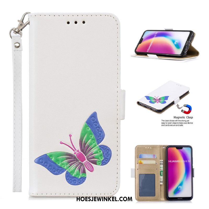 Huawei P20 Lite Hoesje Leren Etui All Inclusive Driedimensionaal, Huawei P20 Lite Hoesje Mobiele Telefoon Vlinder