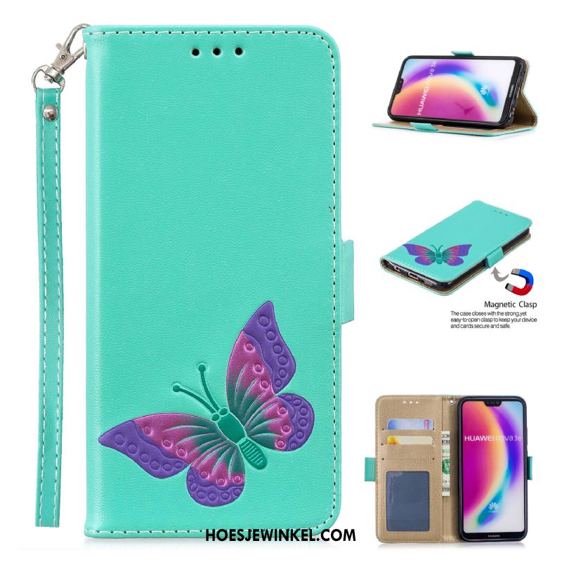 Huawei P20 Lite Hoesje Leren Etui All Inclusive Driedimensionaal, Huawei P20 Lite Hoesje Mobiele Telefoon Vlinder