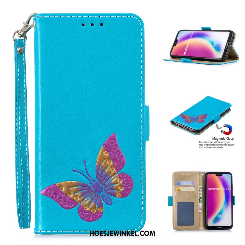 Huawei P20 Lite Hoesje Leren Etui All Inclusive Driedimensionaal, Huawei P20 Lite Hoesje Mobiele Telefoon Vlinder