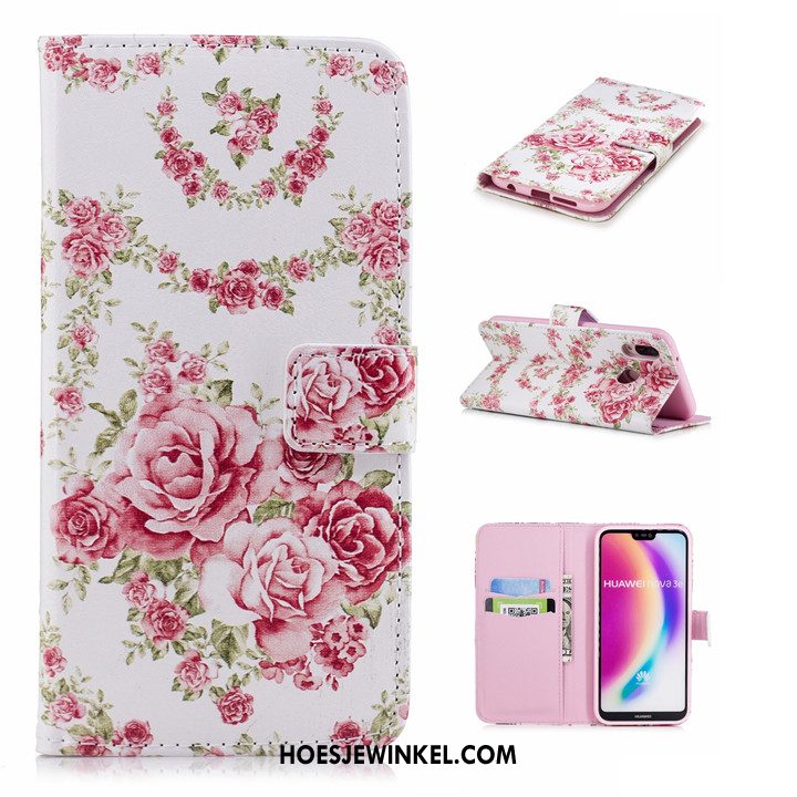 Huawei P20 Lite Hoesje Leren Etui Hoes Clamshell, Huawei P20 Lite Hoesje Anti-fall Zacht