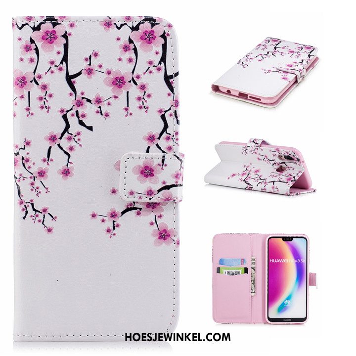 Huawei P20 Lite Hoesje Leren Etui Hoes Clamshell, Huawei P20 Lite Hoesje Anti-fall Zacht