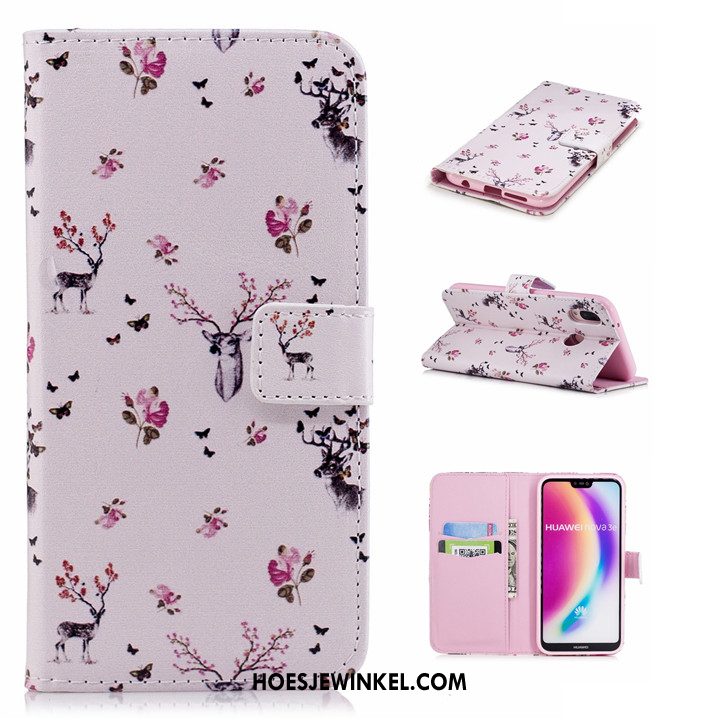 Huawei P20 Lite Hoesje Leren Etui Hoes Clamshell, Huawei P20 Lite Hoesje Anti-fall Zacht