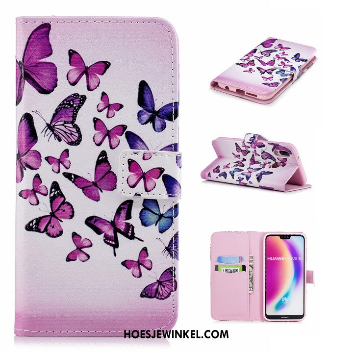 Huawei P20 Lite Hoesje Leren Etui Hoes Clamshell, Huawei P20 Lite Hoesje Anti-fall Zacht