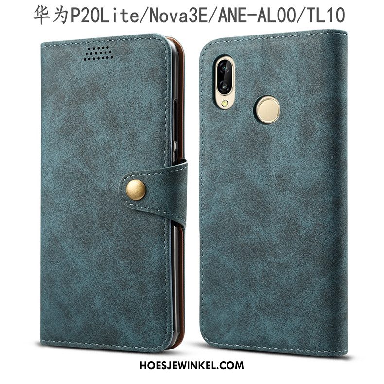 Huawei P20 Lite Hoesje Rood Anti-fall Bescherming, Huawei P20 Lite Hoesje Leren Etui Folio