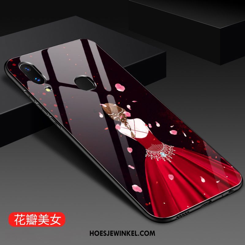 Huawei P20 Lite Hoesje Tempereren Spiegel Siliconen, Huawei P20 Lite Hoesje Glas Skärmskydd