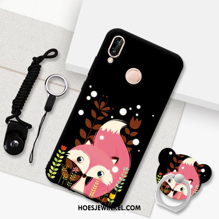 Huawei P20 Lite Hoesje Zwart Bescherming Hanger, Huawei P20 Lite Hoesje Hoes Schrobben