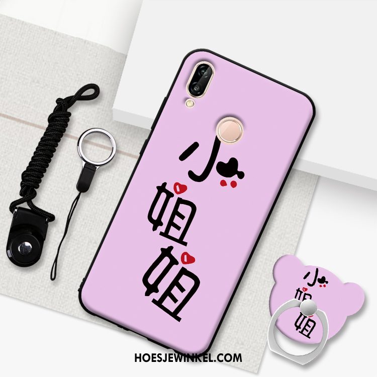 Huawei P20 Lite Hoesje Zwart Bescherming Hanger, Huawei P20 Lite Hoesje Hoes Schrobben