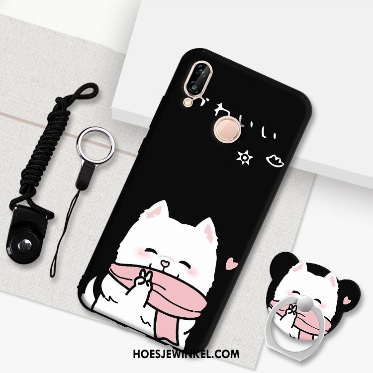 Huawei P20 Lite Hoesje Zwart Bescherming Hanger, Huawei P20 Lite Hoesje Hoes Schrobben