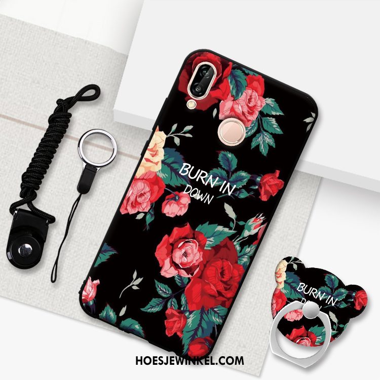 Huawei P20 Lite Hoesje Zwart Bescherming Hanger, Huawei P20 Lite Hoesje Hoes Schrobben