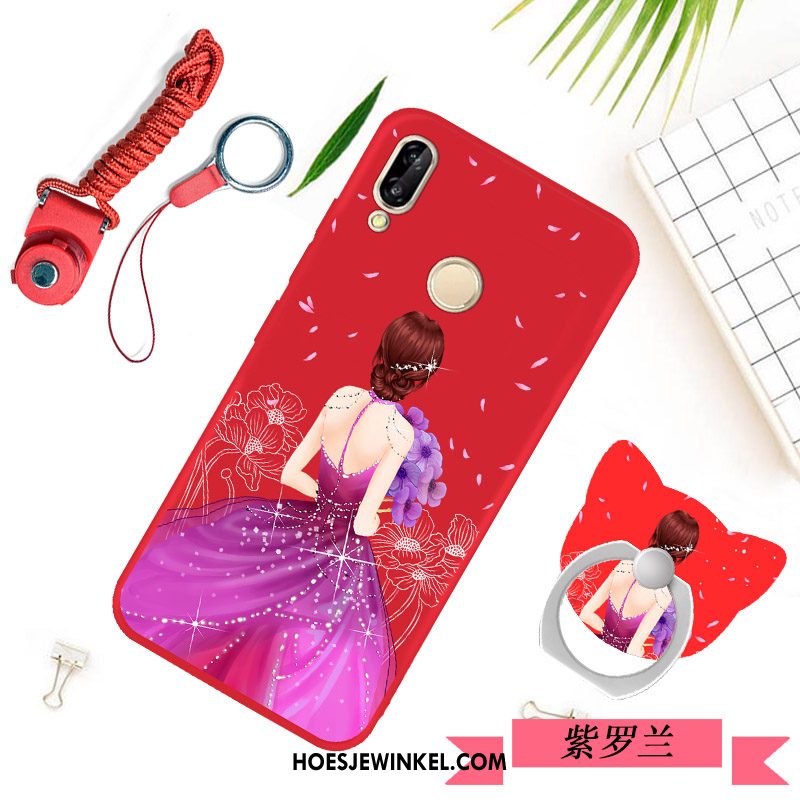 Huawei P20 Lite Hoesje Zwart Eenvoudige Hanger, Huawei P20 Lite Hoesje Siliconen Bescherming