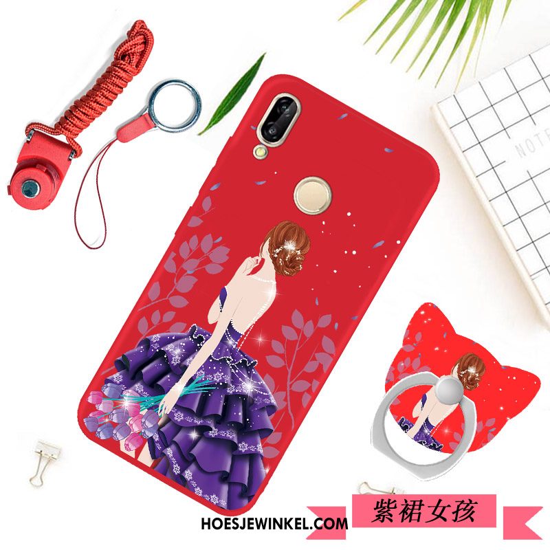 Huawei P20 Lite Hoesje Zwart Eenvoudige Hanger, Huawei P20 Lite Hoesje Siliconen Bescherming