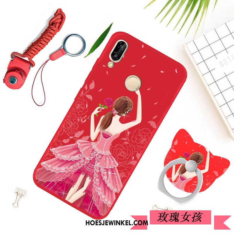 Huawei P20 Lite Hoesje Zwart Eenvoudige Hanger, Huawei P20 Lite Hoesje Siliconen Bescherming