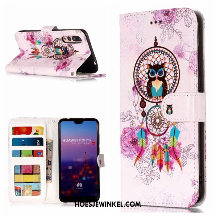 Huawei P20 Pro Hoesje Leren Etui Mobiele Telefoon Purper, Huawei P20 Pro Hoesje Bescherming Clamshell