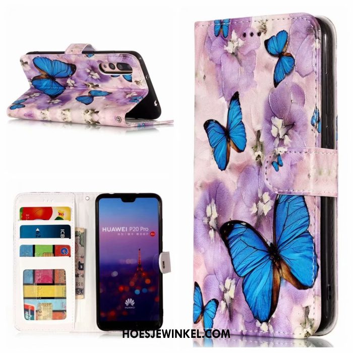 Huawei P20 Pro Hoesje Leren Etui Mobiele Telefoon Purper, Huawei P20 Pro Hoesje Bescherming Clamshell