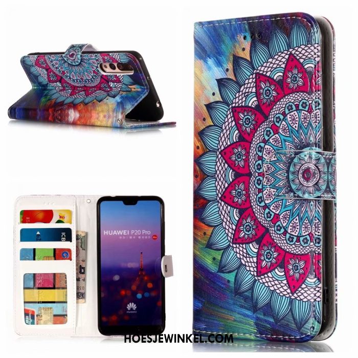 Huawei P20 Pro Hoesje Leren Etui Mobiele Telefoon Purper, Huawei P20 Pro Hoesje Bescherming Clamshell