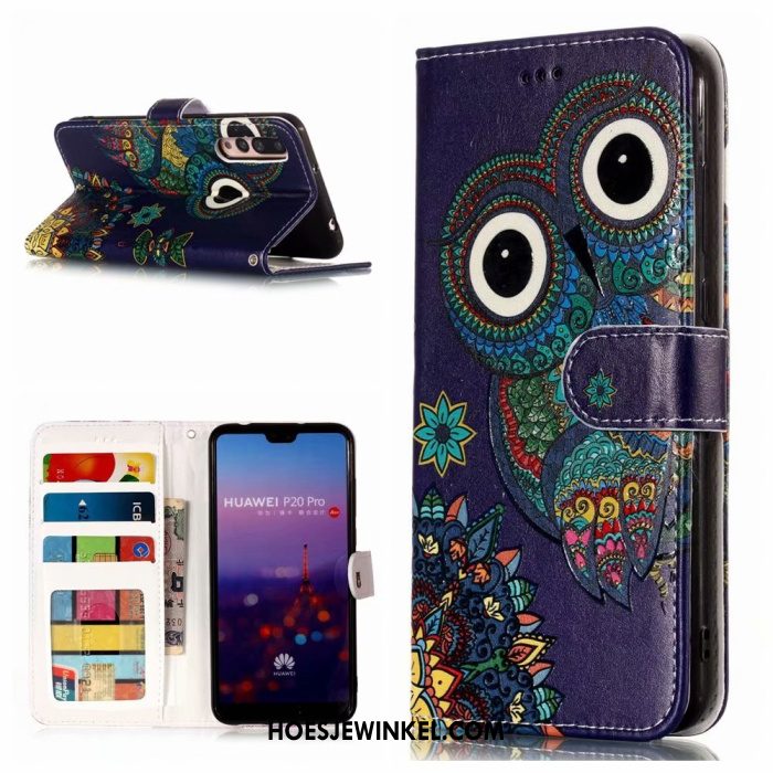 Huawei P20 Pro Hoesje Leren Etui Mobiele Telefoon Purper, Huawei P20 Pro Hoesje Bescherming Clamshell