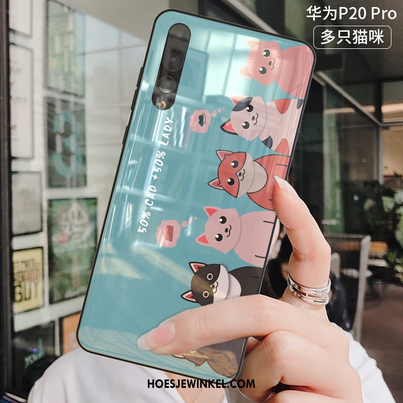 Huawei P20 Pro Hoesje Mooie Siliconen Rood, Huawei P20 Pro Hoesje Net Red Gehard Glas