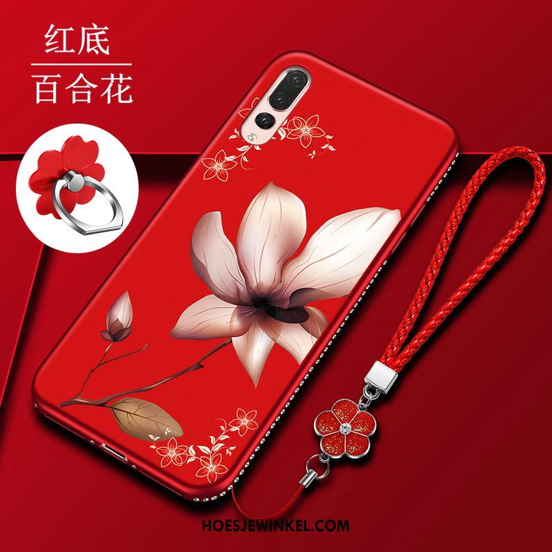 Huawei P20 Pro Hoesje Strass Siliconen Rood, Huawei P20 Pro Hoesje Mobiele Telefoon Anti-fall