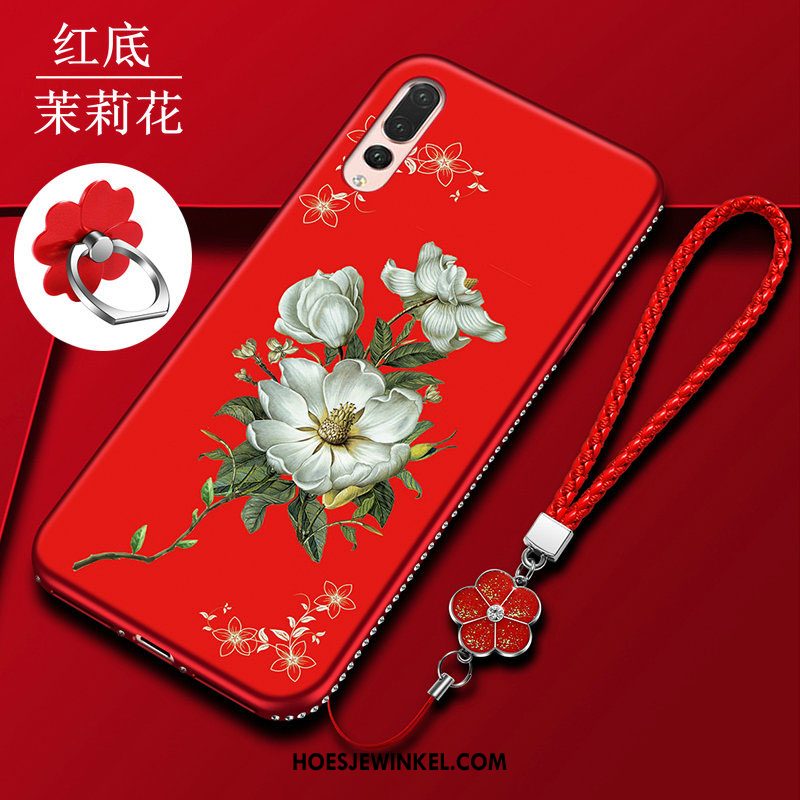 Huawei P20 Pro Hoesje Strass Siliconen Rood, Huawei P20 Pro Hoesje Mobiele Telefoon Anti-fall