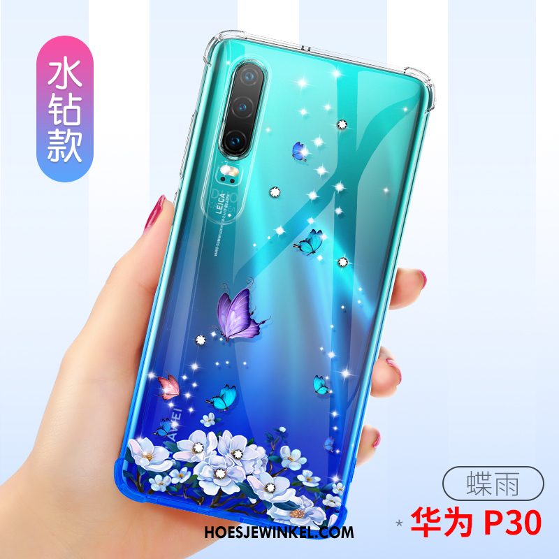 Huawei P30 Hoesje All Inclusive Roze Doorzichtig, Huawei P30 Hoesje Mobiele Telefoon Siliconen