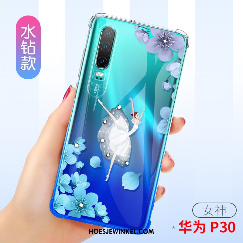 Huawei P30 Hoesje All Inclusive Roze Doorzichtig, Huawei P30 Hoesje Mobiele Telefoon Siliconen