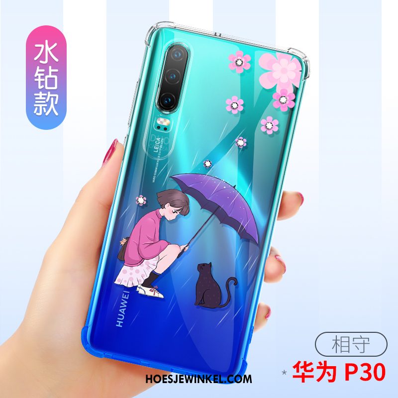 Huawei P30 Hoesje All Inclusive Roze Doorzichtig, Huawei P30 Hoesje Mobiele Telefoon Siliconen
