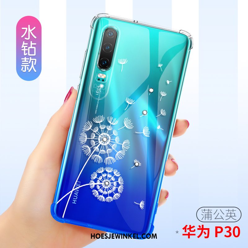 Huawei P30 Hoesje All Inclusive Roze Doorzichtig, Huawei P30 Hoesje Mobiele Telefoon Siliconen