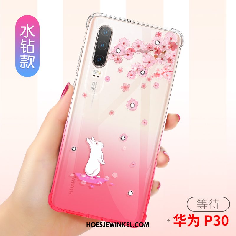 Huawei P30 Hoesje All Inclusive Roze Doorzichtig, Huawei P30 Hoesje Mobiele Telefoon Siliconen