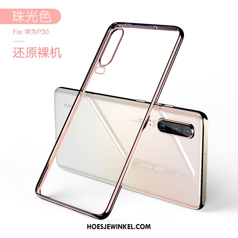 Huawei P30 Hoesje All Inclusive Trendy Merk Dun, Huawei P30 Hoesje Zacht Rood