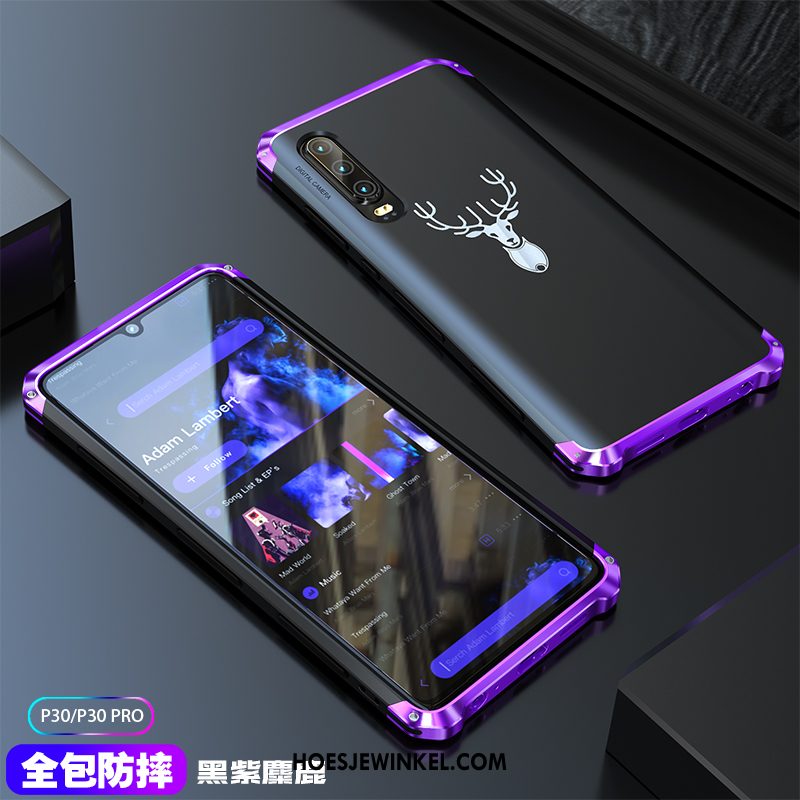 Huawei P30 Hoesje Dun Siliconen Purper, Huawei P30 Hoesje Trendy Merk Mobiele Telefoon