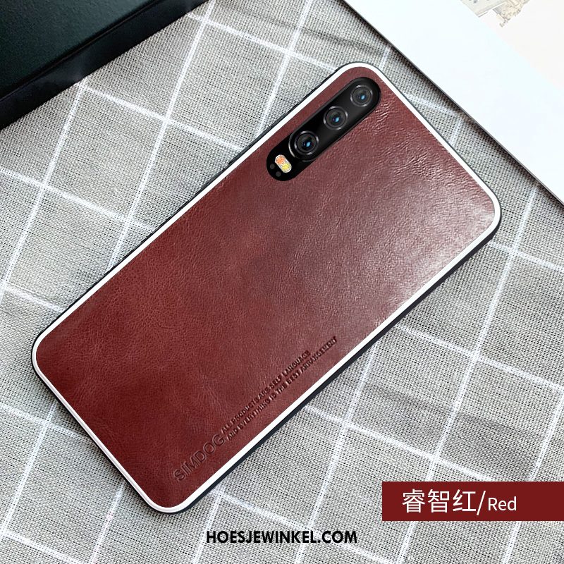 Huawei P30 Hoesje High End Hoes Zwart, Huawei P30 Hoesje Dun Net Red