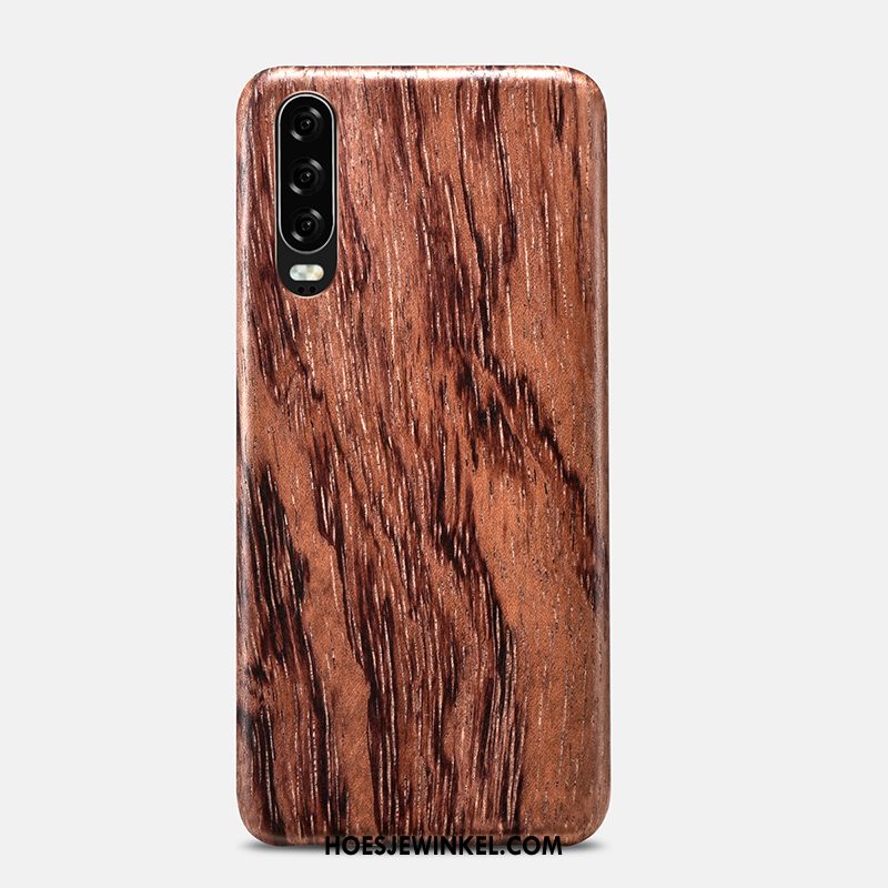 Huawei P30 Hoesje Hout Persoonlijk Bloemen, Huawei P30 Hoesje Eenvoudig Trendy Merk