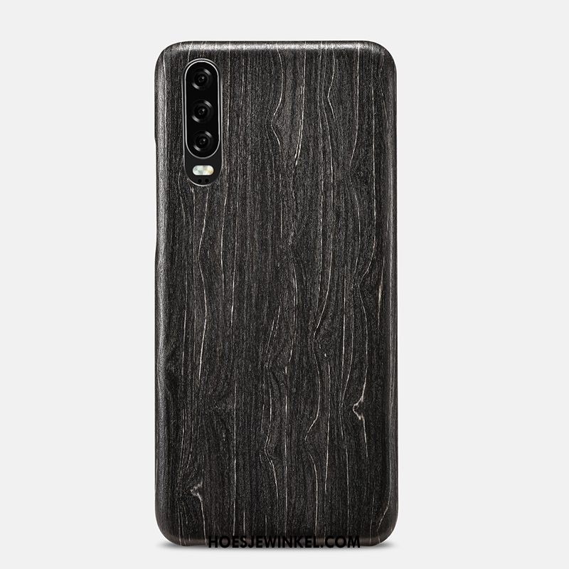 Huawei P30 Hoesje Hout Persoonlijk Bloemen, Huawei P30 Hoesje Eenvoudig Trendy Merk