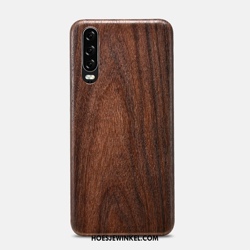 Huawei P30 Hoesje Hout Persoonlijk Bloemen, Huawei P30 Hoesje Eenvoudig Trendy Merk