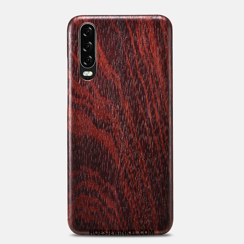 Huawei P30 Hoesje Hout Persoonlijk Bloemen, Huawei P30 Hoesje Eenvoudig Trendy Merk