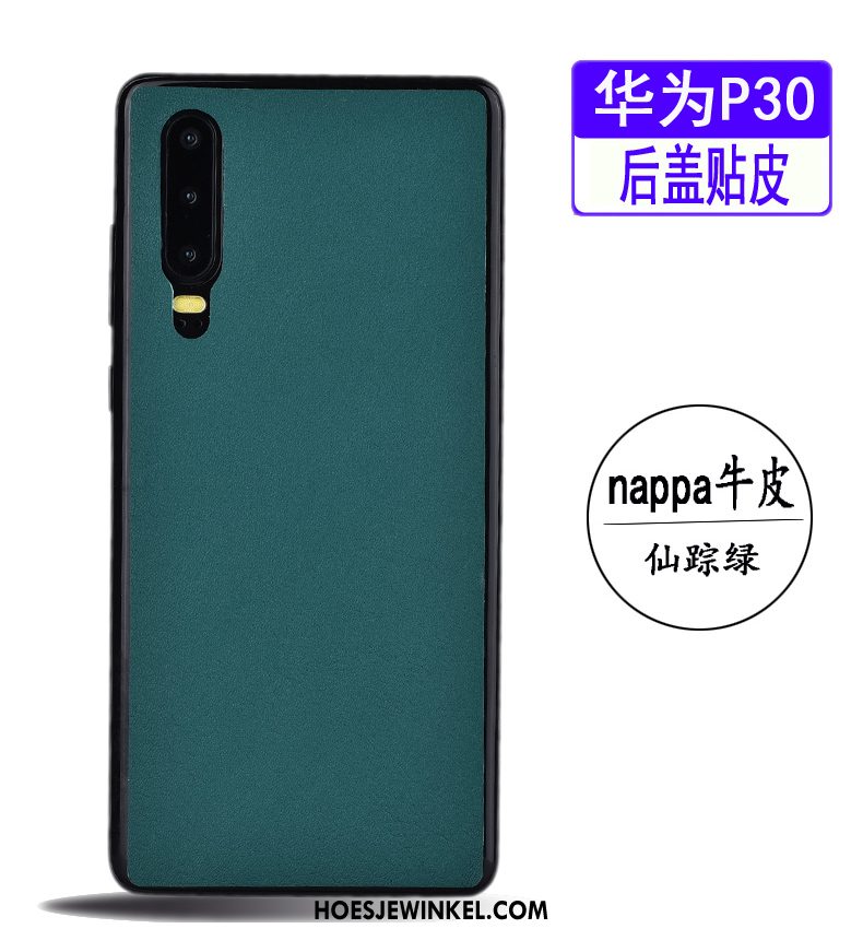 Huawei P30 Hoesje Leren Etui Blauw Koe, Huawei P30 Hoesje Eenvoudige Bedrijf