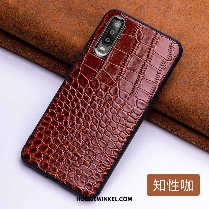Huawei P30 Hoesje Scheppend Leer Krokodillenleer, Huawei P30 Hoesje Kwaliteit Mobiele Telefoon