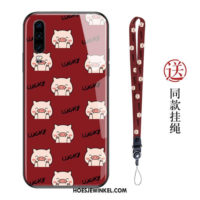 Huawei P30 Hoesje Spiegel Lovers Hoes, Huawei P30 Hoesje Mobiele Telefoon Rood