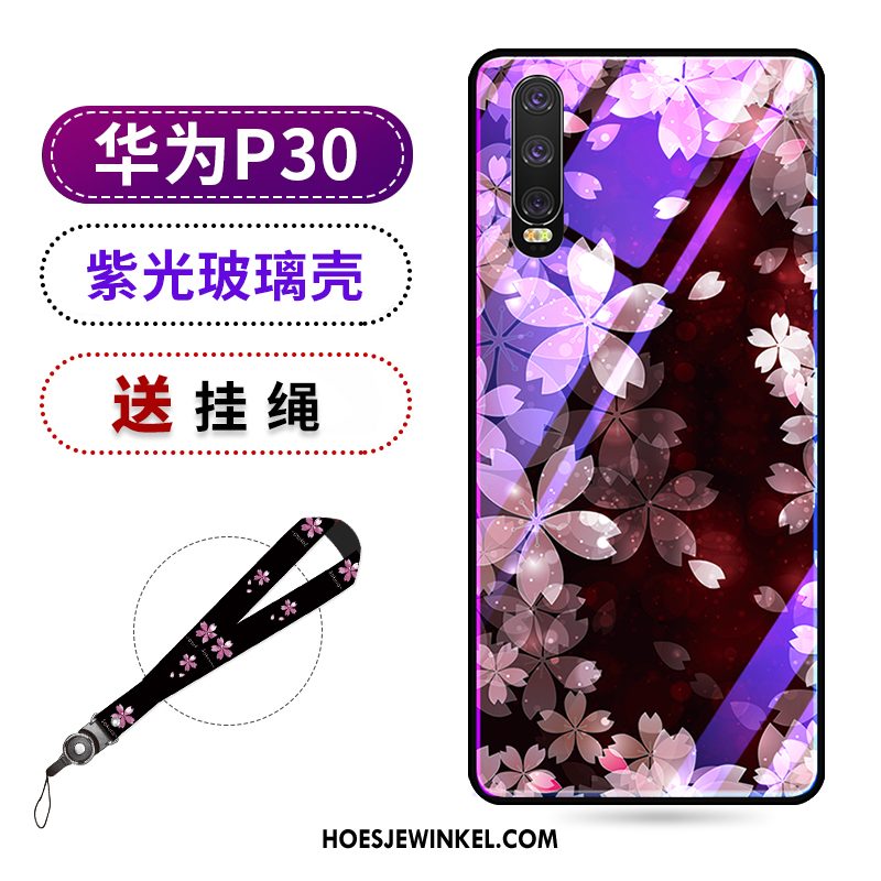 Huawei P30 Hoesje Trend Purper Trendy Merk, Huawei P30 Hoesje Mode Net Red